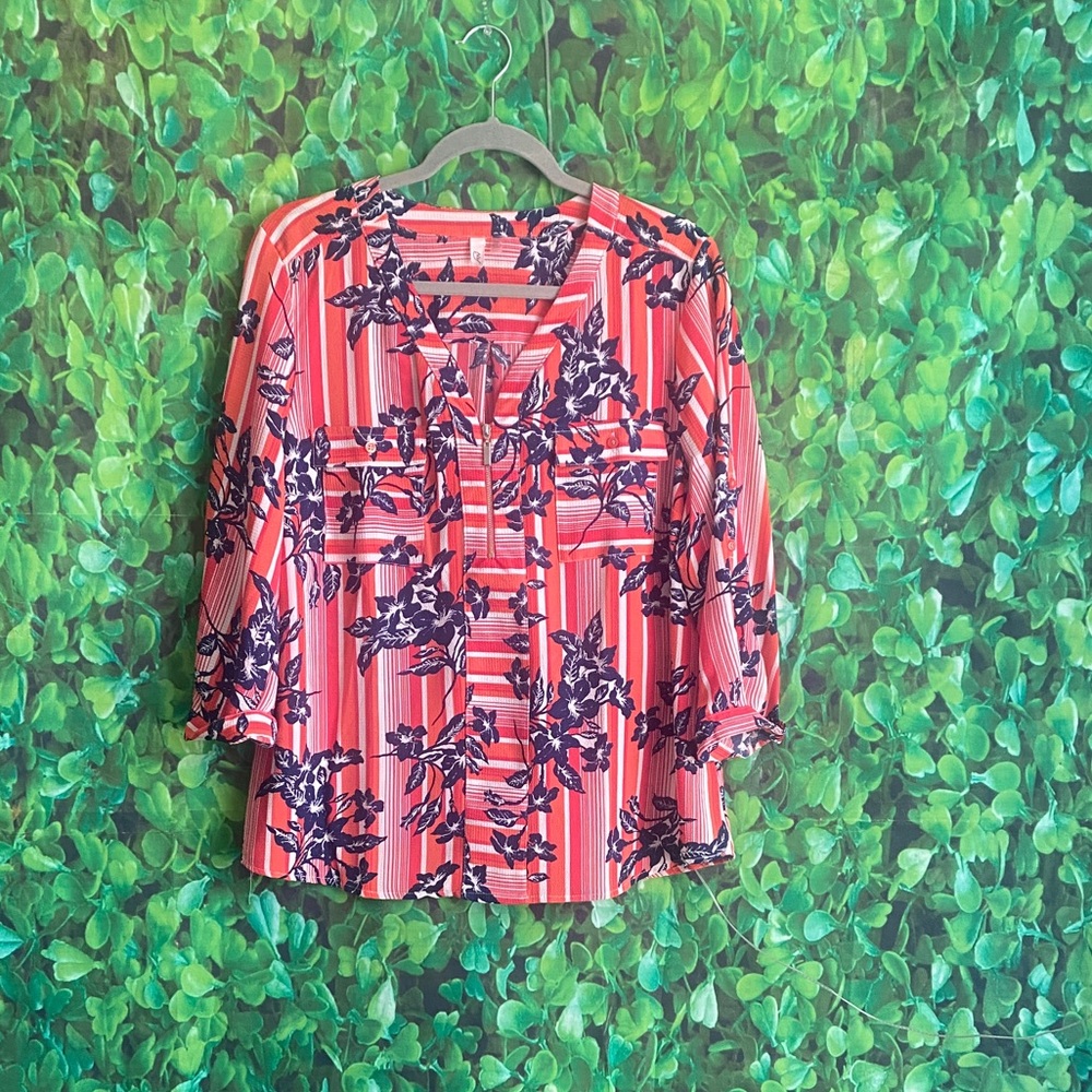 NY - Floral Striped Women's Top(curvy size)